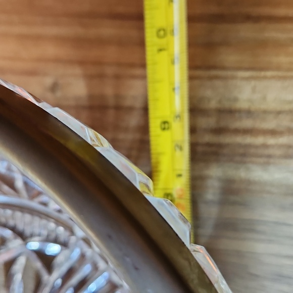 9"  Thumbprint Starburst  Heavy Clear Crystal Bowl with Silver Plated Rim - Picture 5 of 6